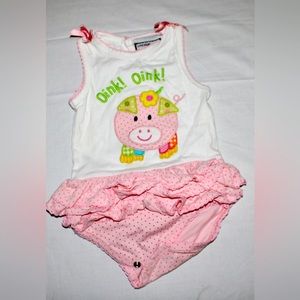 Love Being Me Baby One Piece Pig Oink Oink Pink Size 9 Months